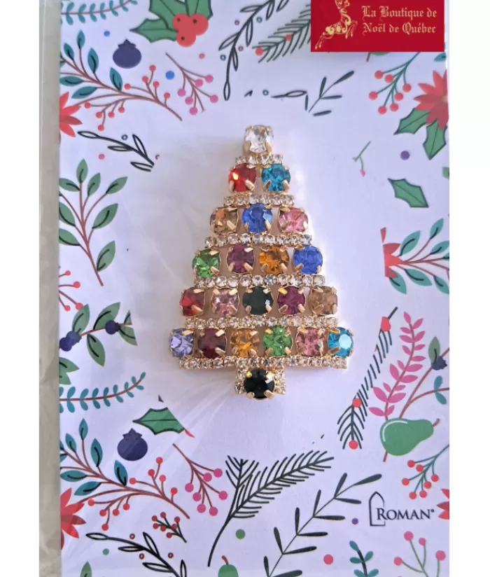 Discount Crystal Xmas Tree Shaped Brooch Jewelry