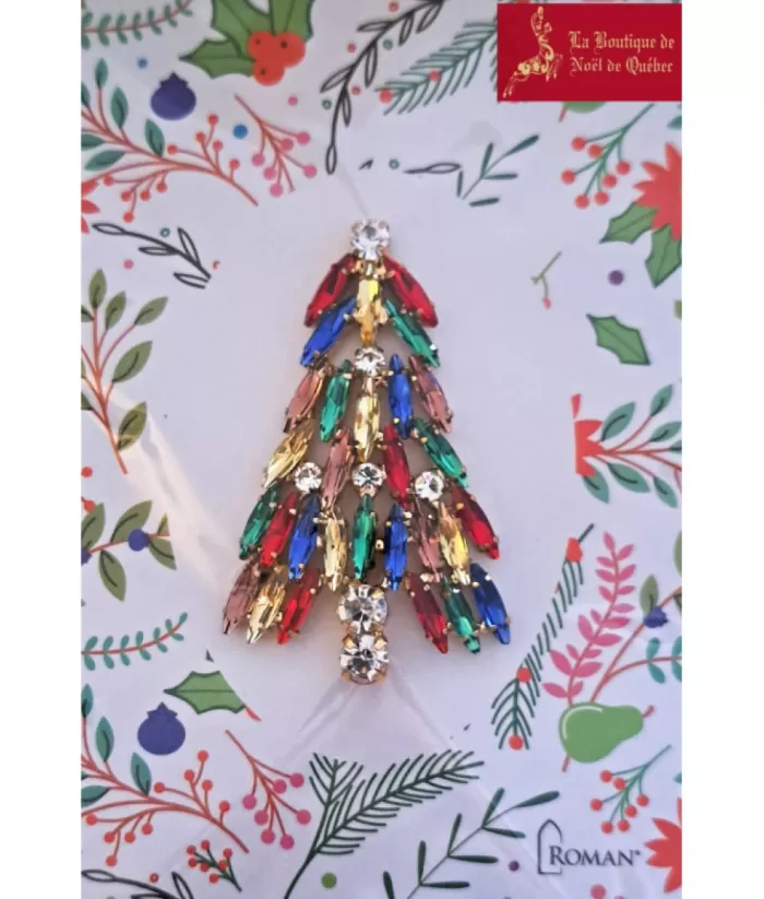 Boutique de Noël Enchanted Forest*Crystal Xmas Tree Shaped Brooch