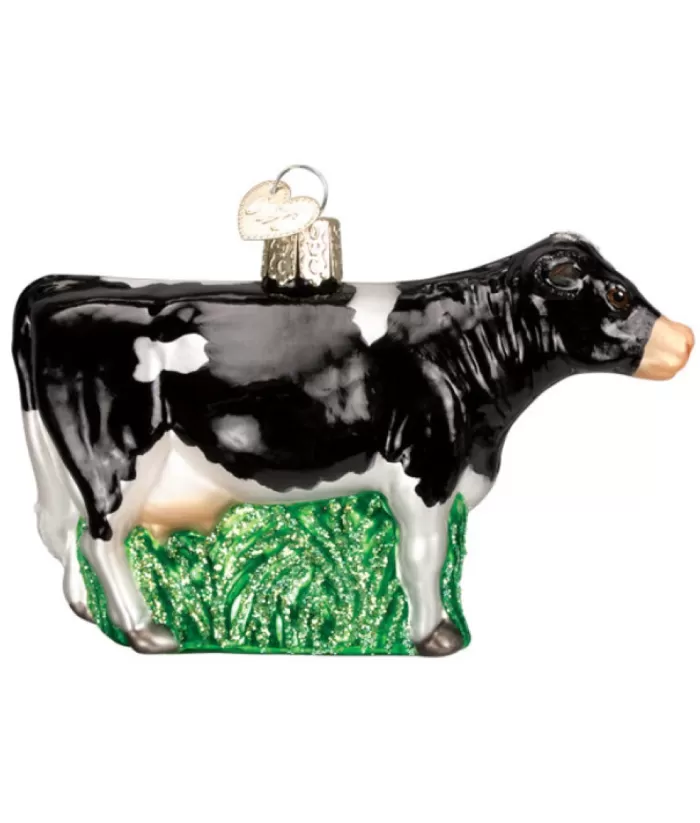 Boutique de Noël Farm House & Western*Dairy Black Cow Glass Ornament