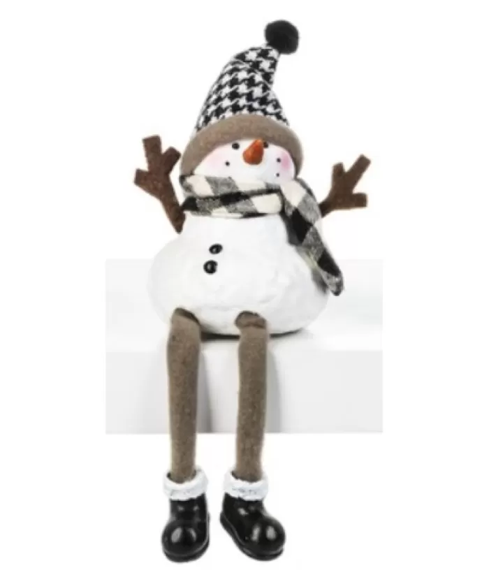 Boutique de Noël Winter Wonderland*Dangling Leg Cosy Snowman, Shelf Ornament