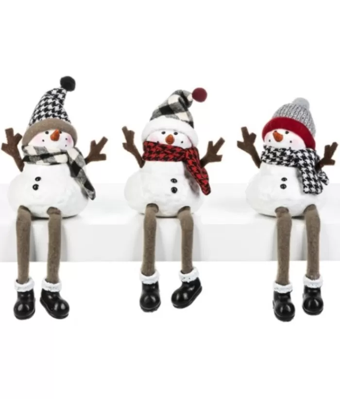 Boutique de Noël Winter Wonderland*Dangling Leg Cosy Snowman, Shelf Ornament