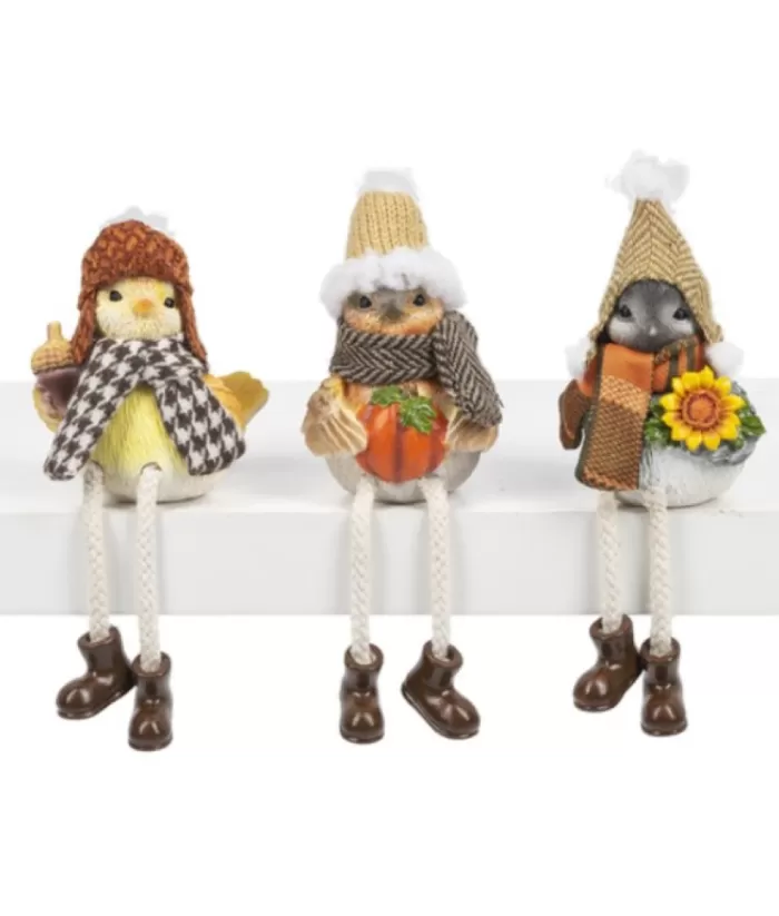 Boutique de Noël Birds & Owls*Dangling Legs, Cosy Bird, With Acorn, Shelf Ornament