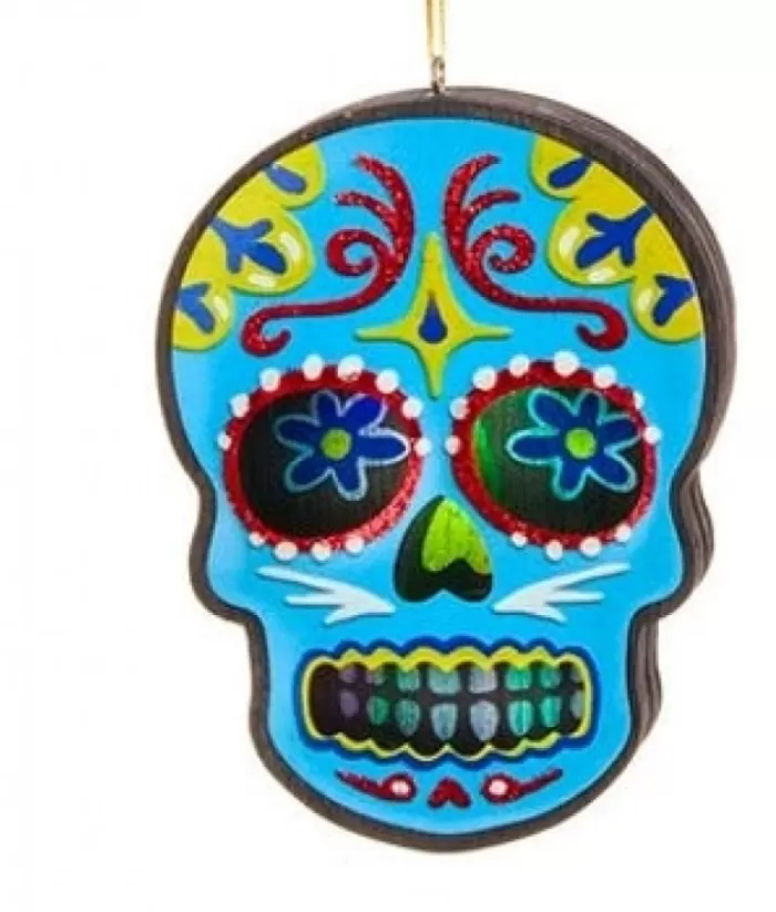 Boutique de Noël Autumn & Halloween*Day Of The Dead Blue Skull Ornament