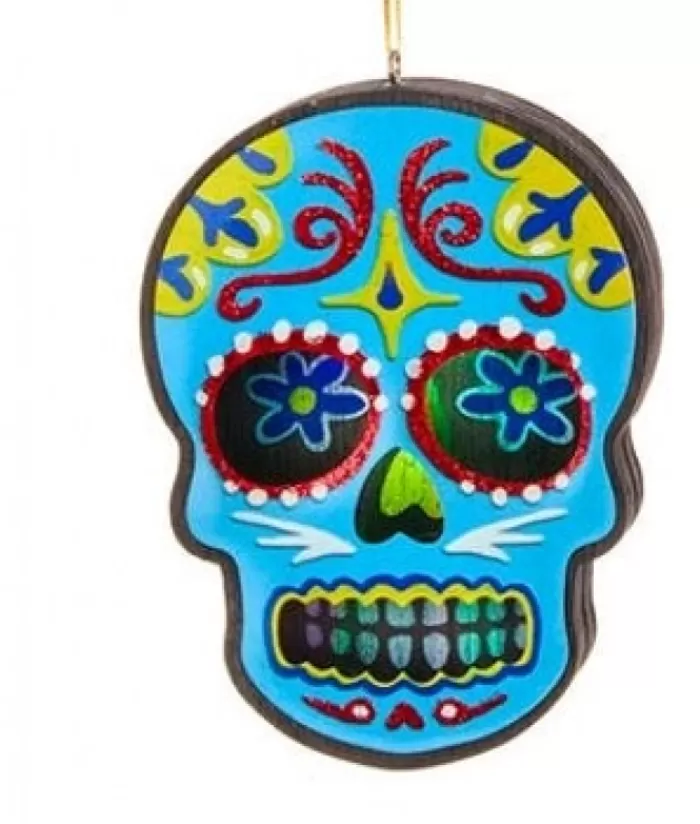 Shop Day Of The Dead Blue Skull Ornament Miscellaneous