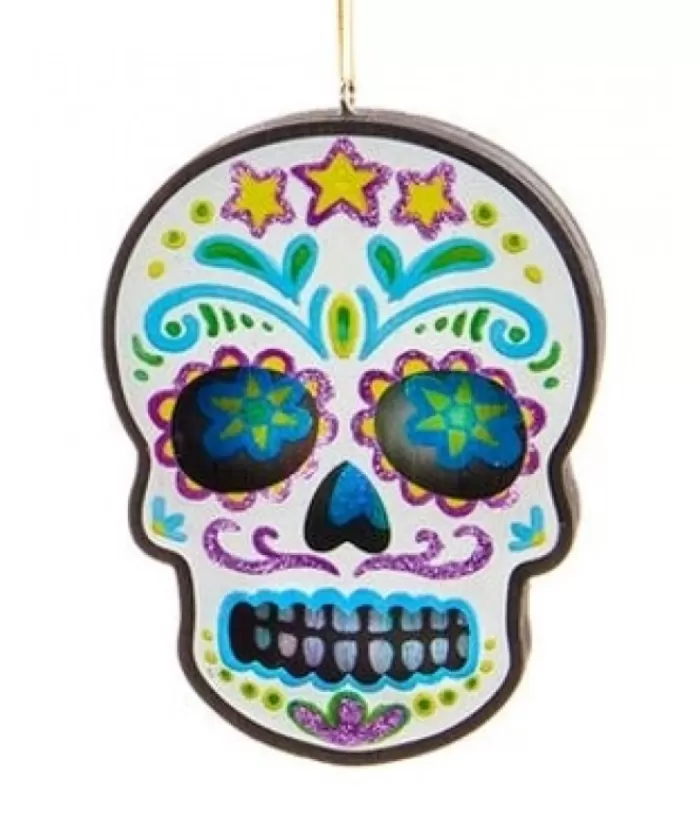 Boutique de Noël Autumn & Halloween*Day Of The Dead Led White Skull Ornament