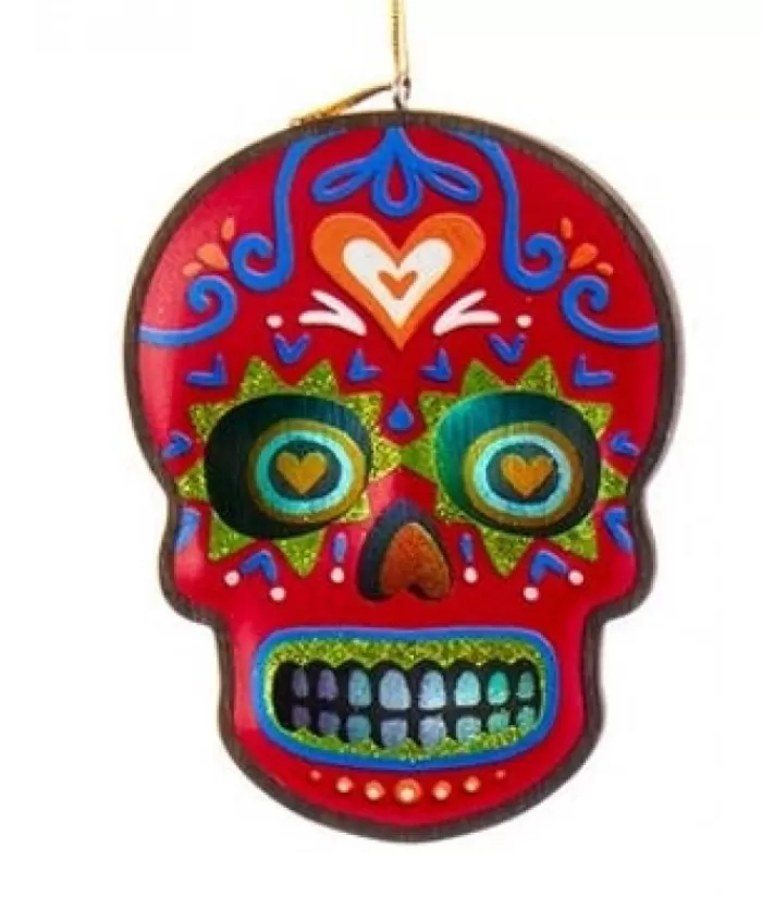 Sale Day Of The Dead Red Skull Ornament Miscellaneous