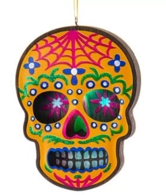 Online Day Of The Dead Yellow Skull Ornament Miscellaneous