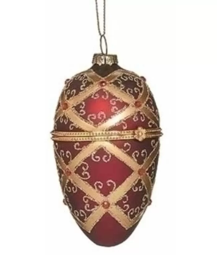 Boutique de Noël Collections*Faberge Red/Gold Glass Ornament