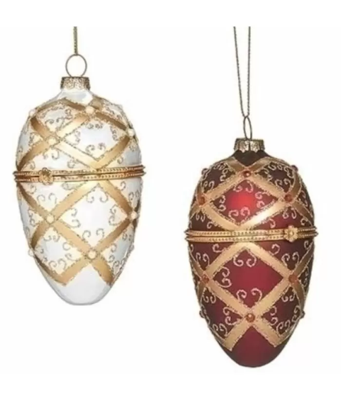 Boutique de Noël Collections*Faberge Red/Gold Glass Ornament