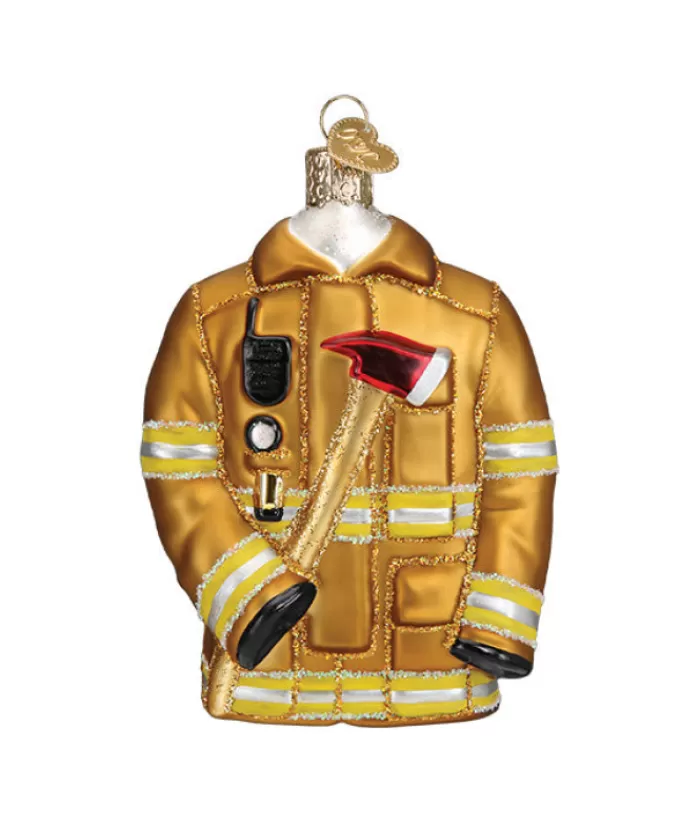 Sale Firefighter Coat Glass Ornament Hobbies & Professions