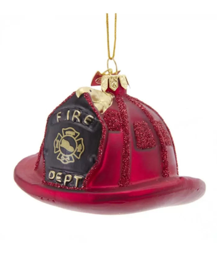 Boutique de Noël Collections*Fireman Helmet Glass Ornament