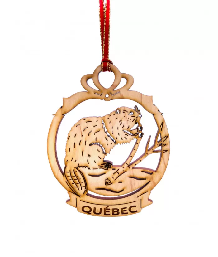 Outlet Flat Wood Ornament, Beaver Quebec Souvenirs Ornaments