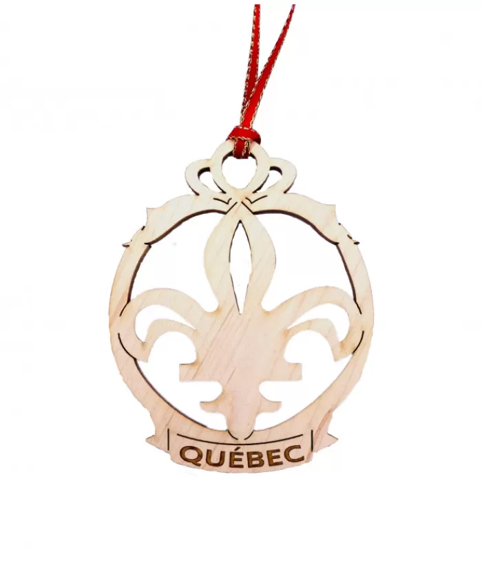 Online Flat Wood Ornament Fleur De Lys Quebec Souvenirs Ornaments