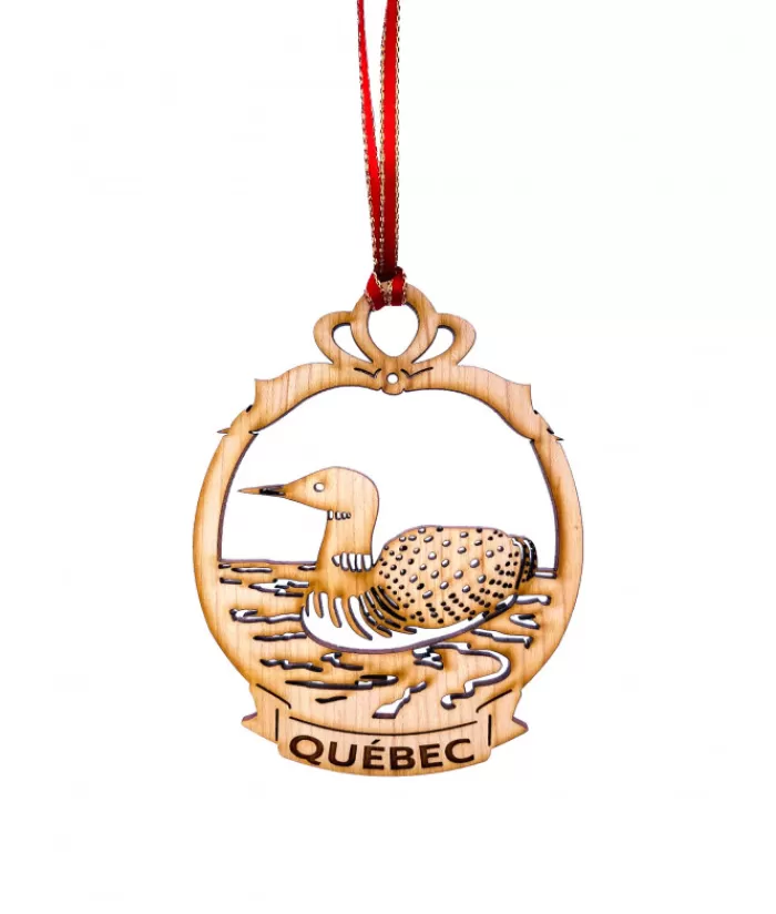 New Flat Wood Ornament, Loon, Quebec Souvenirs Ornaments