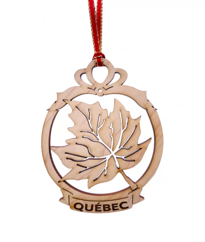 Clearance Flat Wood Ornament, Maple Leaf, Souvenir Of Quebec Souvenirs Ornaments