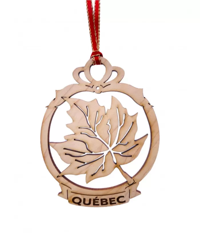 Boutique de Noël Enchanted Forest*Flat Wood Ornament, Maple Leaf, Souvenir Of Quebec