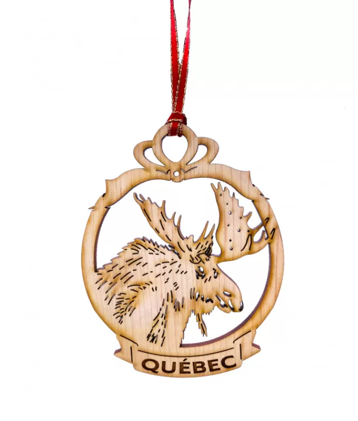 Best Sale Flat Wood Ornament, Moose Quebec Souvenirs Ornaments