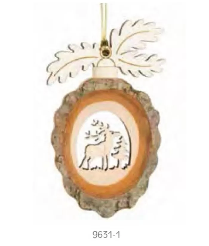 Online German Wooden Ornament, Acorn Shape With Deer The German Christmas