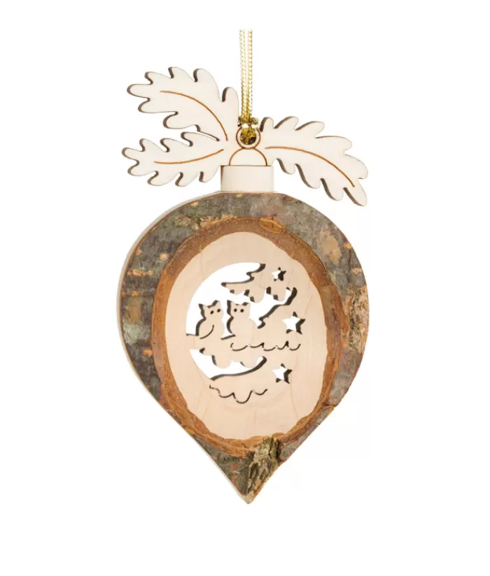 Shop German Wooden Ornament, Raindrop Shape With Oak Leaves Animals