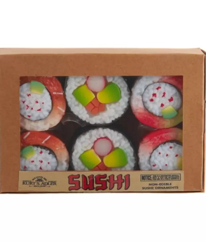 Store Gift Box Of 6 Ornaments, 6 Sushi Shaped Ornaments Foody & Drinks