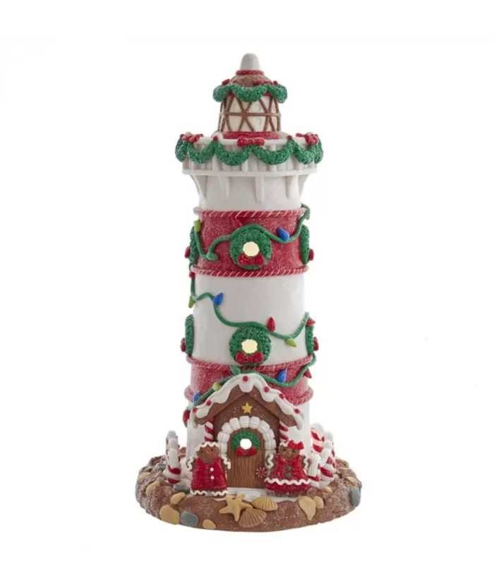 Boutique de Noël Under The Sea*Gingerbread Lighthouse 13.5" Led