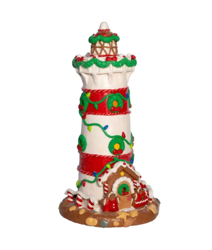 Boutique de Noël Under The Sea*Gingerbread Lighthouse 13.5" Led