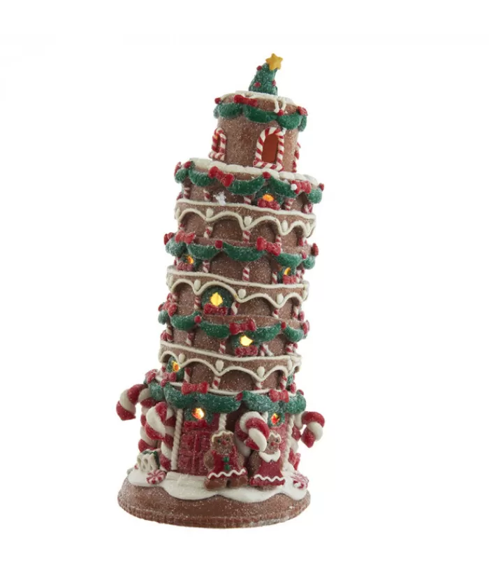 Discount Gingerbread Tower Of Pisa 10" Led Miscellaneous