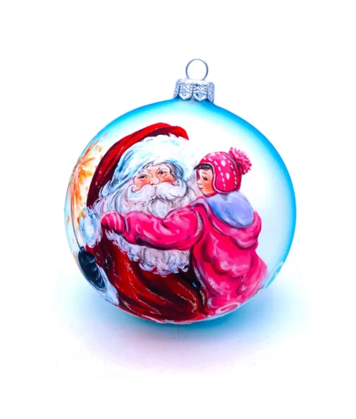 Boutique de Noël Importations From Poland*Girl In Santa'S Arms Glass Ornament