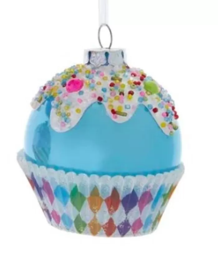 Boutique de Noël Mom'S Kitchen & Bakery*Glass Blue Cupcake Ornament