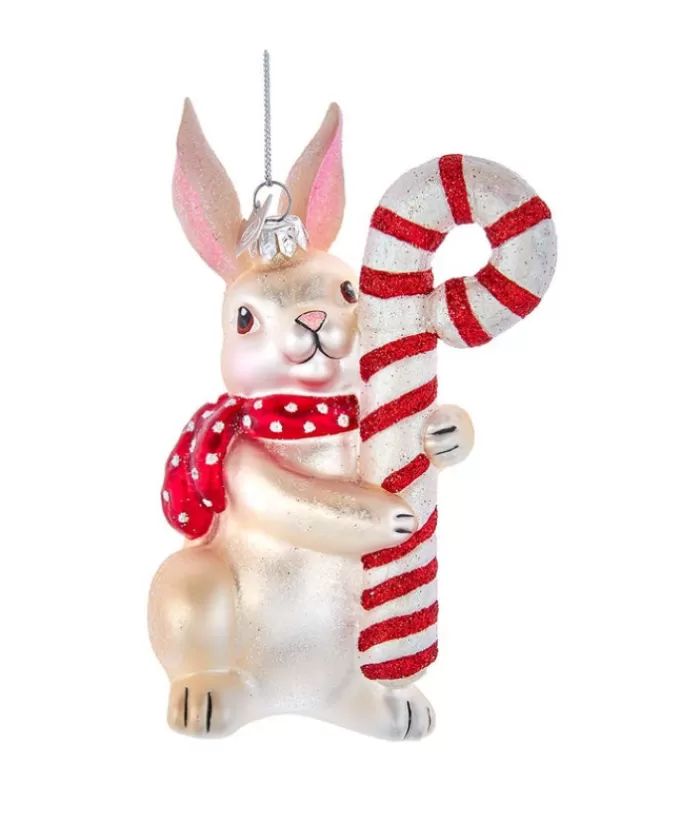 Online Glass Bunny/Candy Cane Ornament Gingerbread & Candy