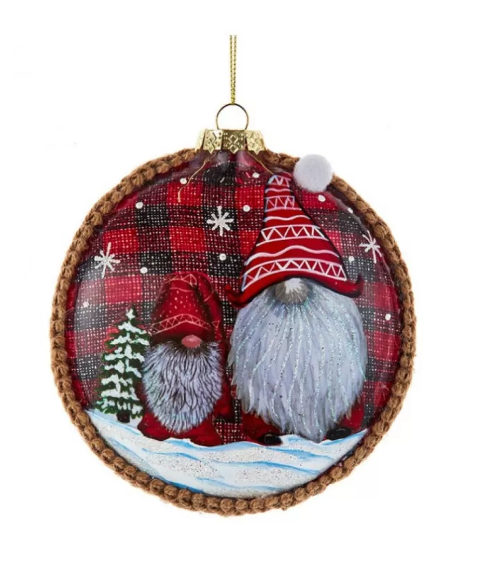 Boutique de Noël Enchanted Forest*Glass Disk Ornament, With Gnomes