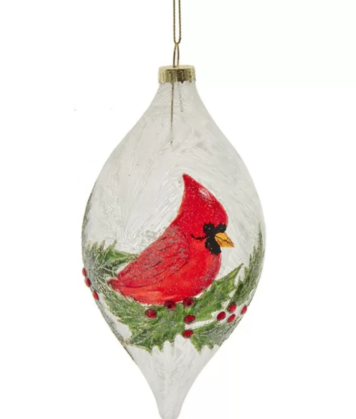 Boutique de Noël Birds & Owls*Glass Finial Ornament With Cardinal