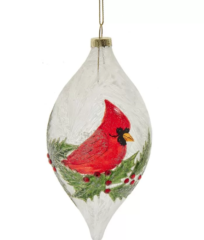 Clearance Glass Finial Ornament With Cardinal Animals