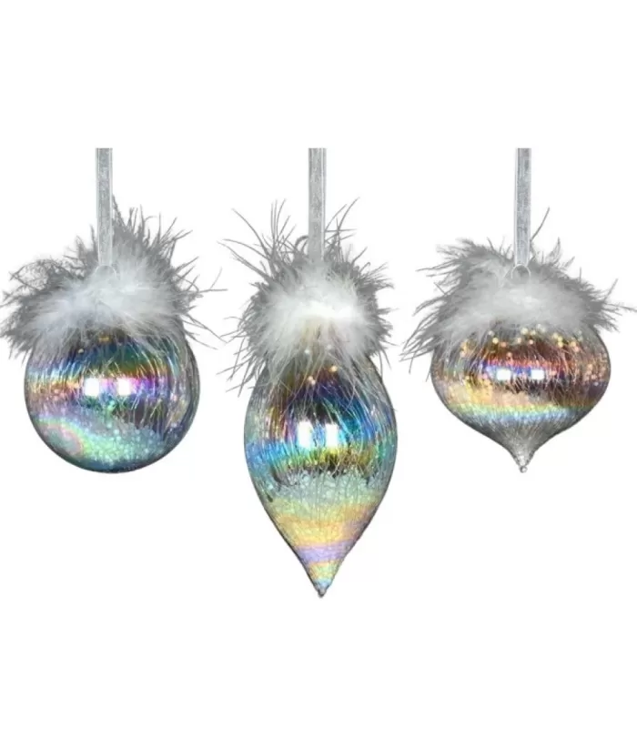 Boutique de Noël Christmas Classics*Glass Ornament, 80Mm, Iris Finial With Feather Decoration