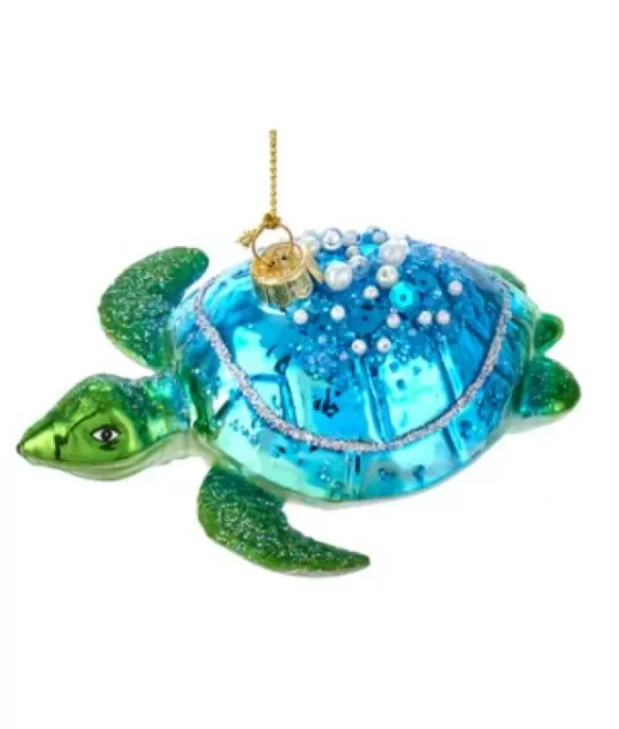 Sale Glass Ornament, Blue/Grn Sea Turtle Ocean