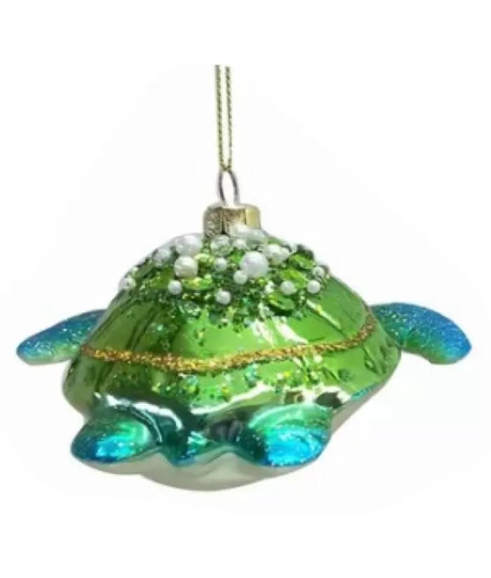 Boutique de Noël Under The Sea*Glass Ornament, Blue/Grn Sea Turtle