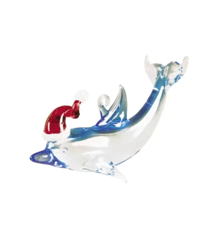 Cheap Glass Ornament Dolphin Red Hat Ocean