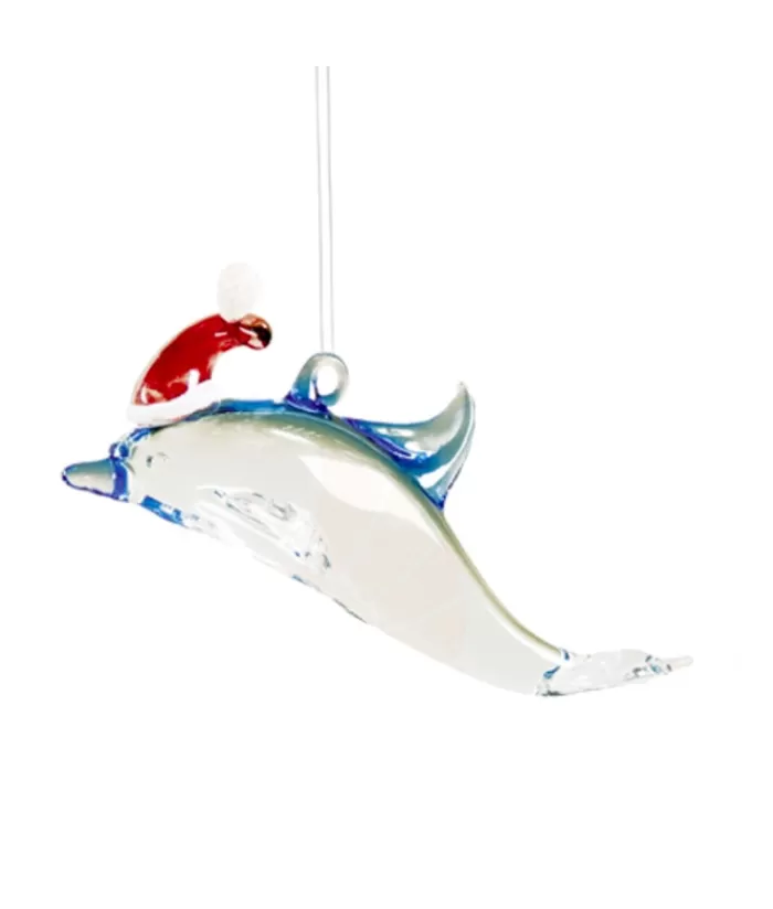 Cheap Glass Ornament Dolphin Red Hat Ocean