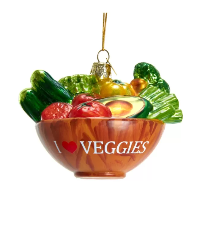 Boutique de Noël Mom'S Kitchen & Bakery*Glass Ornament, I Love Veggies, Veggie Bowl