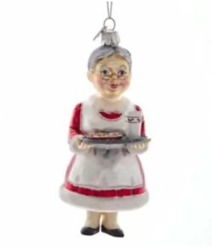 Boutique de Noël Mom'S Kitchen & Bakery*Glass Ornament, Mrs Claus Bringing Cookies