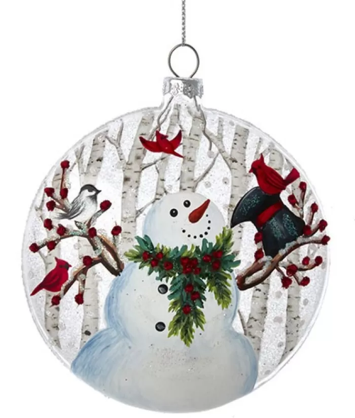 Outlet Glass Ornament, Snowman With Cardinal Angels & Santas