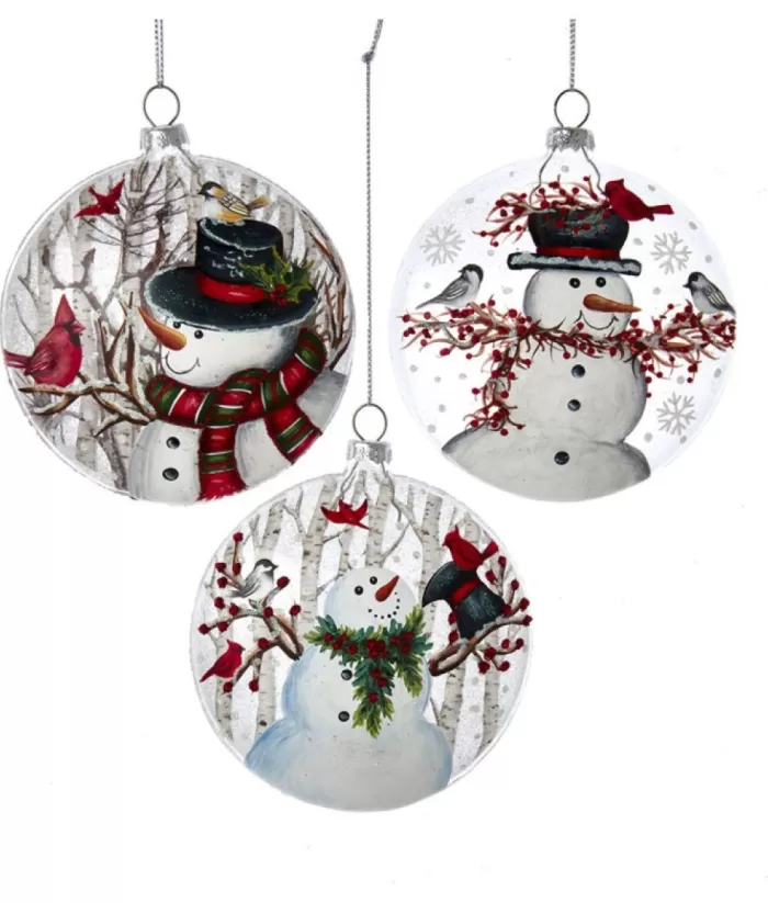 Boutique de Noël Enchanted Forest*Glass Ornament, Snowman With Cardinal