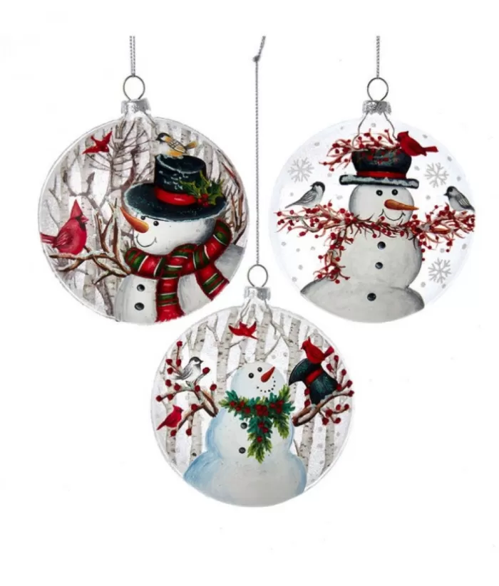 Boutique de Noël Enchanted Forest*Glass Ornament, Snowman With Cardinals