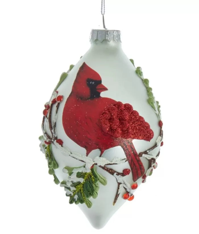 Boutique de Noël Birds & Owls*Glass Ornament, Tear Drop Style, Cardinal