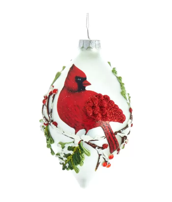 Boutique de Noël Enchanted Forest*Glass Ornament, Tear Drop Style, Cardinal