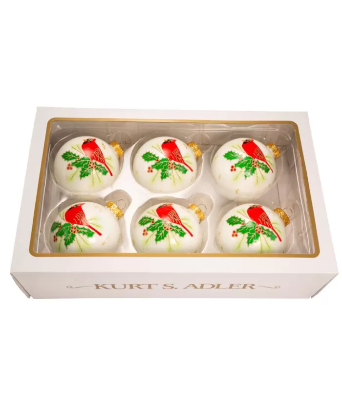 Boutique de Noël Christmas Classics*Glass Ornament With Red Cardinal Decoration, 80Mm, 6 Per Box