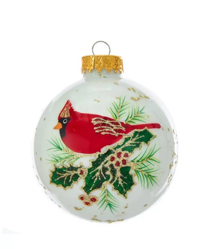 Boutique de Noël Birds & Owls*Glass Ornament With Red Cardinal Decoration, 80Mm, 6 Per Box