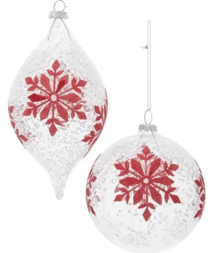 Best Sale Glass Ornament With Red Snowflake Snowflakes & Stars