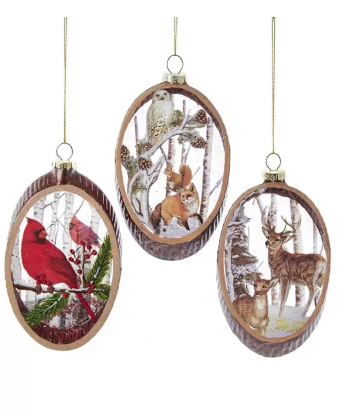 Boutique de Noël Birds & Owls*Glass Oval Ornament With Cardinal