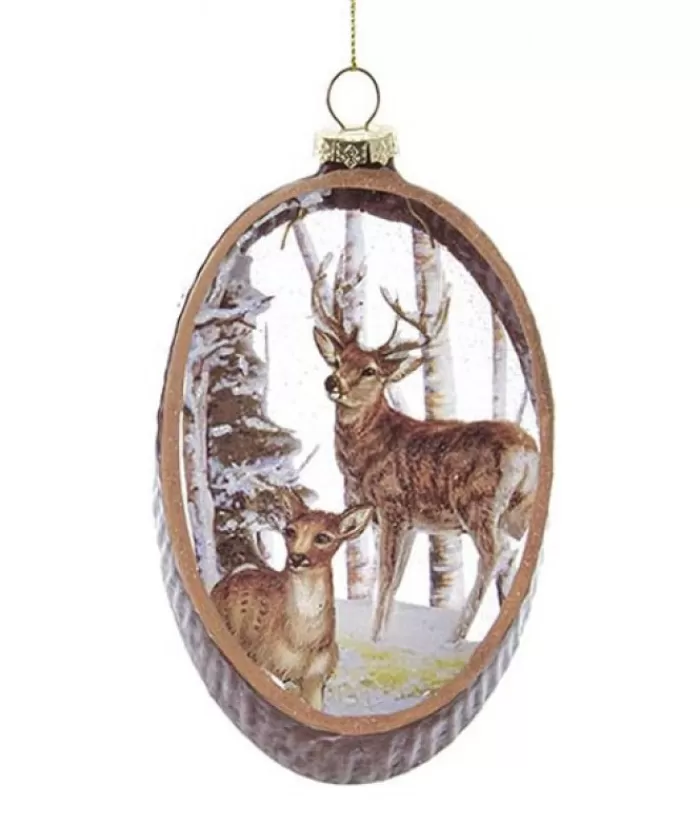 Best Sale Glass Oval Ornament With Deer Animals